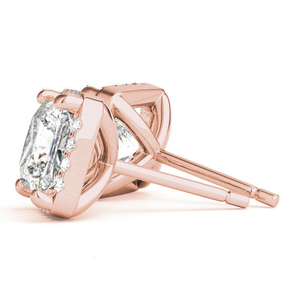 Princess Cut Hidden Halo Push Back Studs