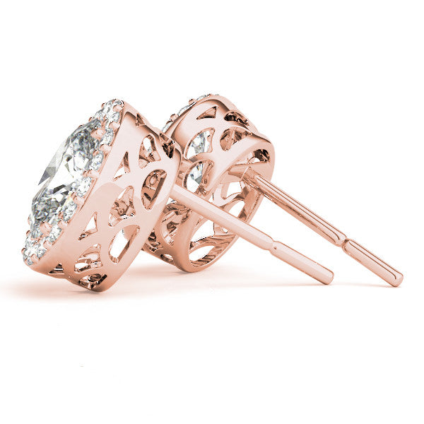 Oval Cut Hidden Halo Push Back Studs