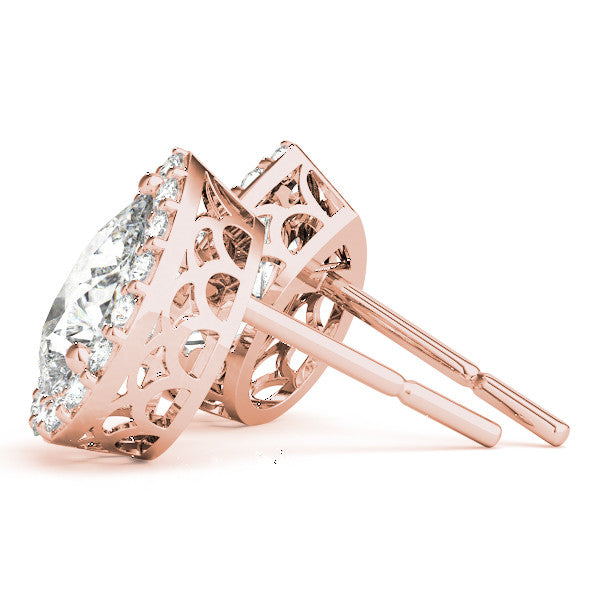 Pear Cut Hidden Halo Push Back Studs
