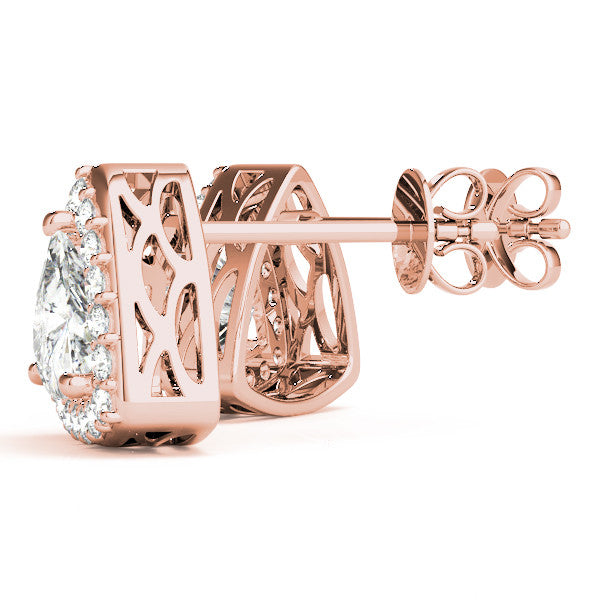 Trillion Cut Hidden Halo Push Back Studs