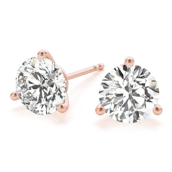 Round Cut Push Back Studs Three Prong