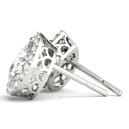 Pear Cut Hidden Halo Push Back Studs