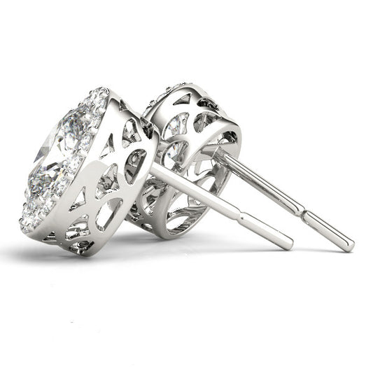 Oval Cut Hidden Halo Push Back Studs