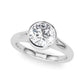 Silver ring with a large diamond on a white background