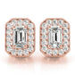 Emerald Cut Hidden Halo Push Back Studs