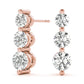 3 Stone Round Cut Push Back Earrings