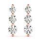 3 Stone Round Cut Push Back Earrings