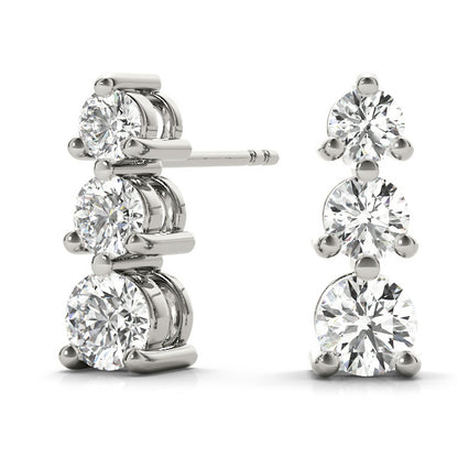 3 Stone Round Cut Push Back Earrings – Windsor Gem Company