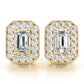 Emerald Cut Hidden Halo Push Back Studs
