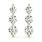 3 Stone Round Cut Push Back Earrings